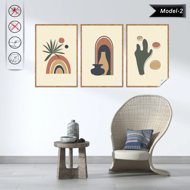 Statik Tutunma Özellikli Tablo - Poster Modern (Model- 2)