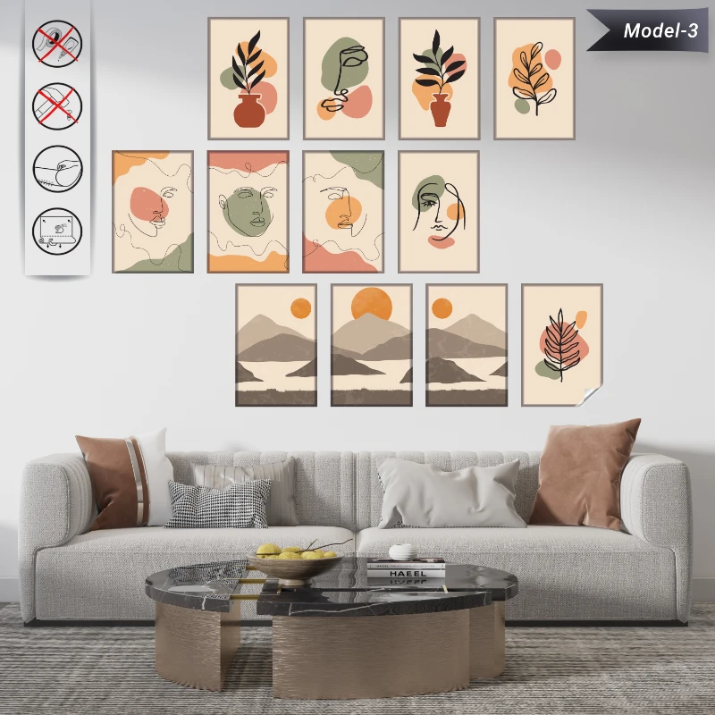 Statik Tutunma Özellikli Tablo - Poster Modern (Model- 3)