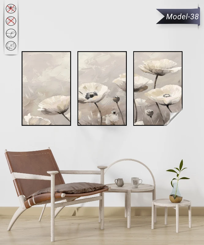 Statik Tutunma Özellikli Tablo - Poster Çiçek (Model- 38)