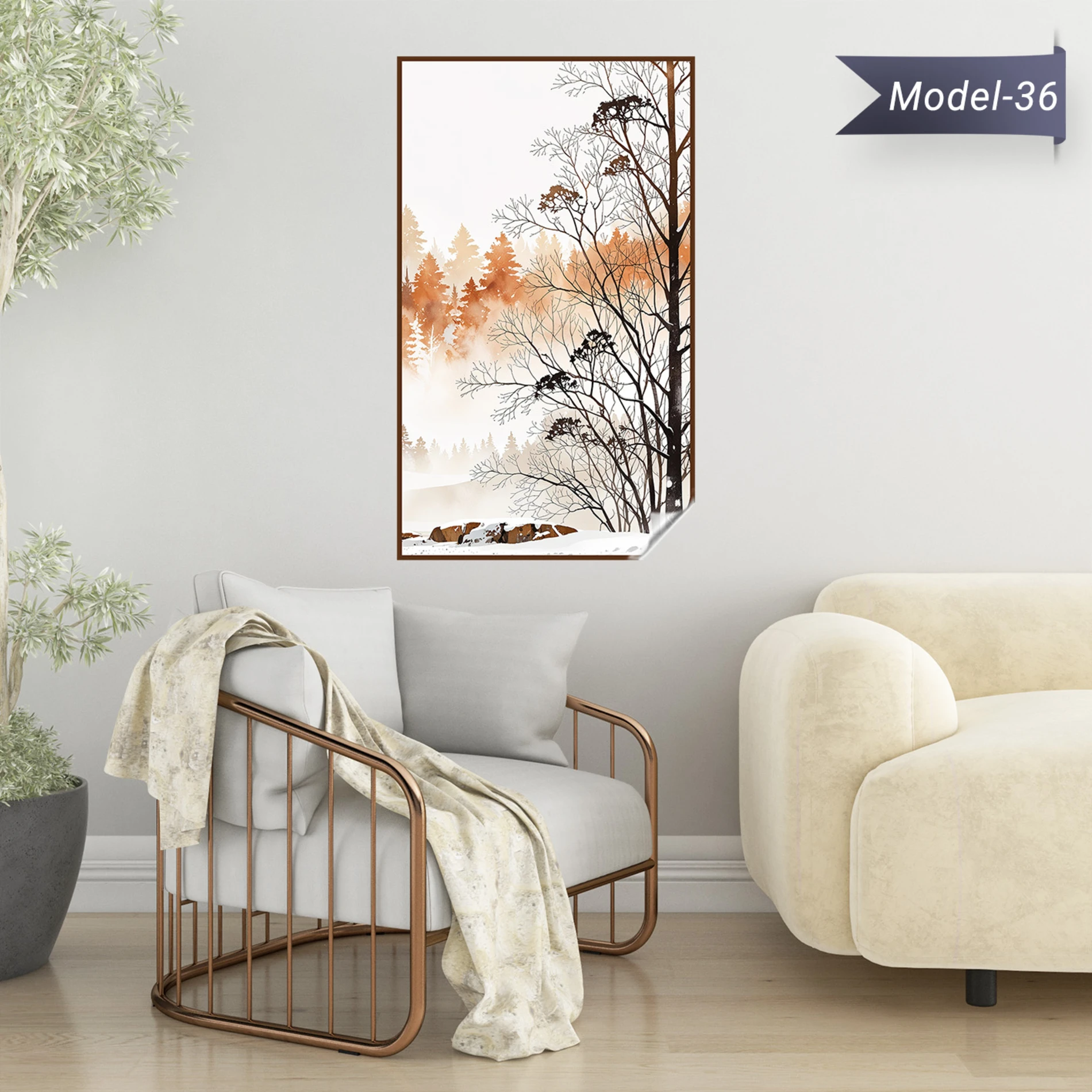 Statik Tutunma Özellikli Tablo - Poster Çiçek (Model- 36)