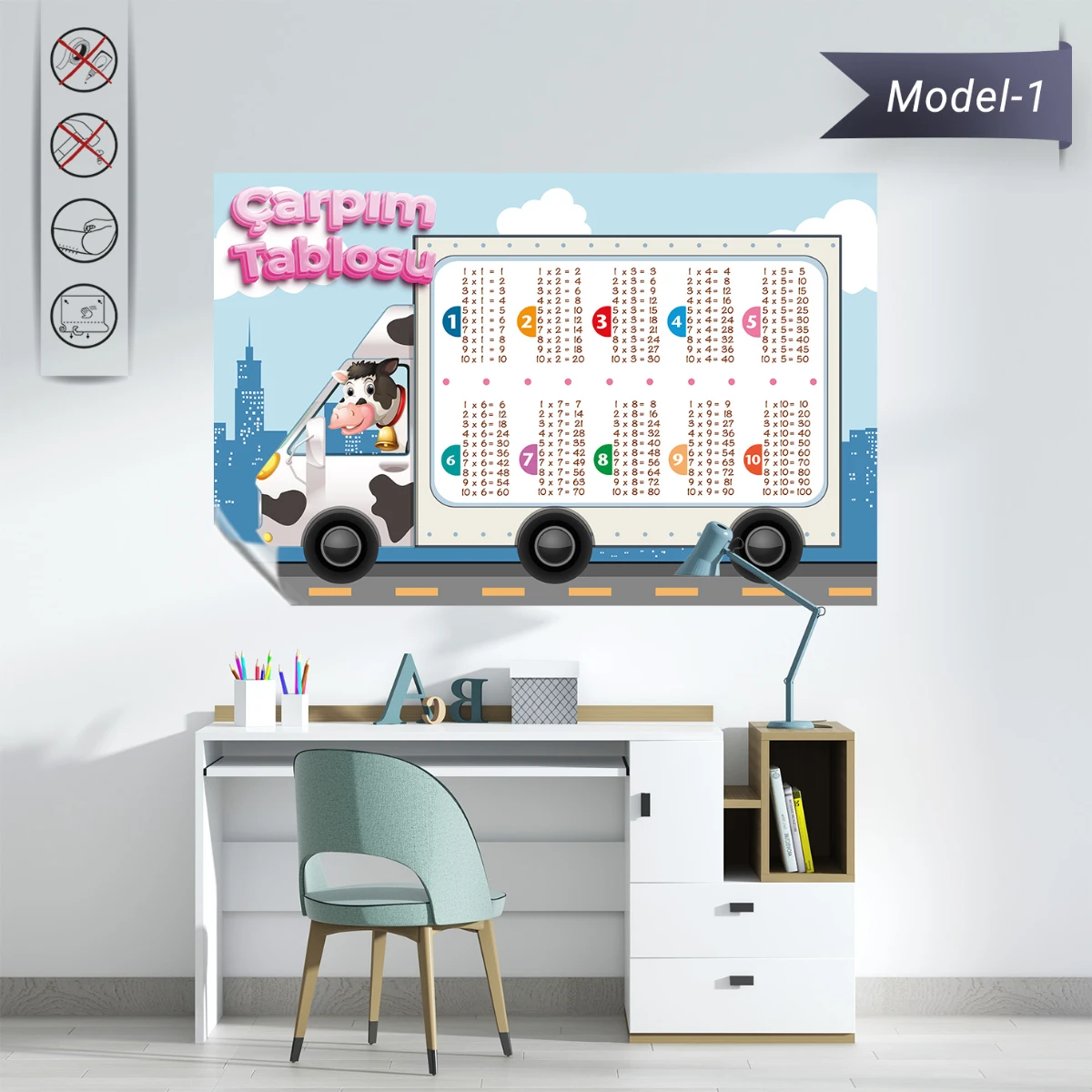 Statik Kağıt Özel Baskı Çarpım Tablosu (Model -1)