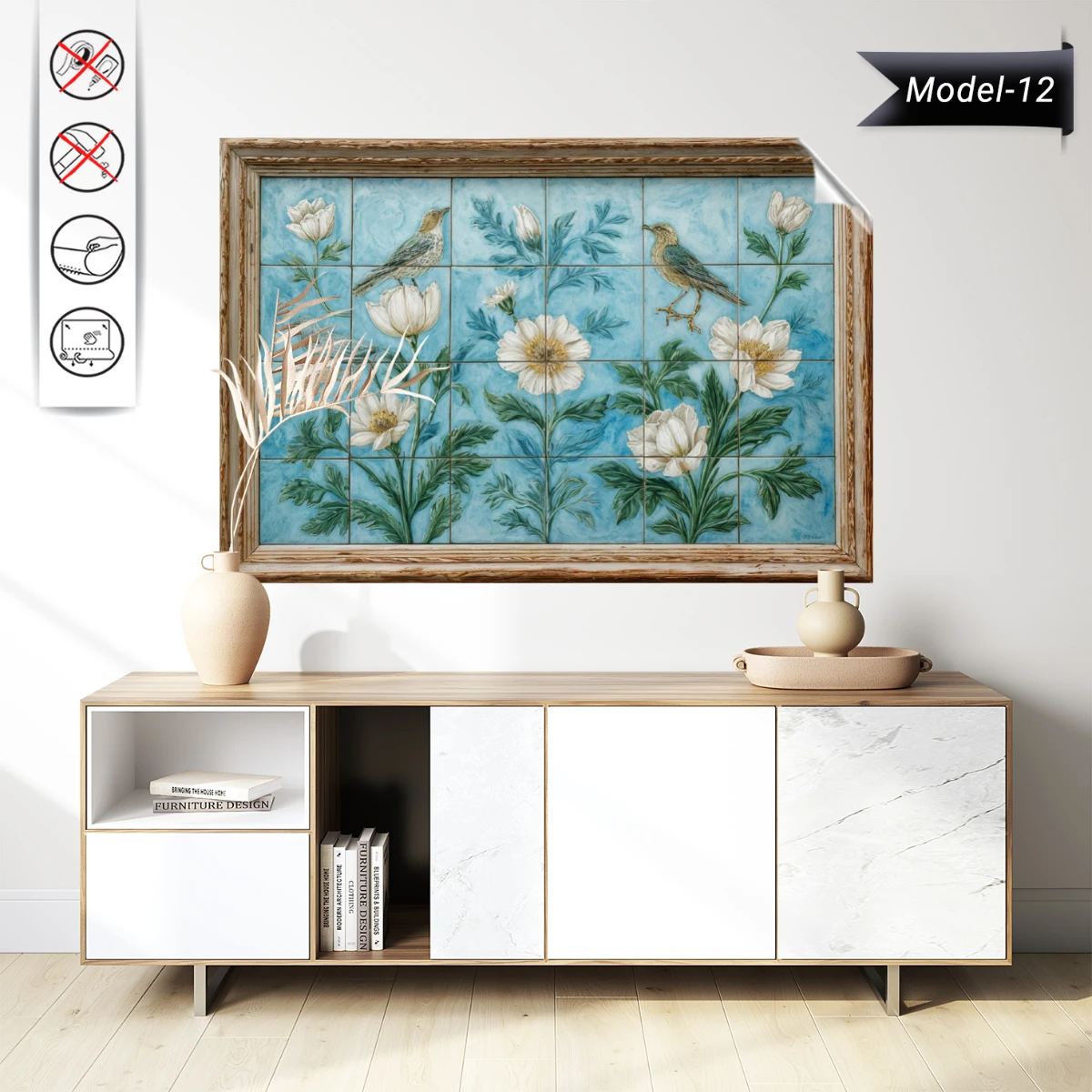 Statik Tutunma Özellikli Tablo - Poster Çini (Model- 12)