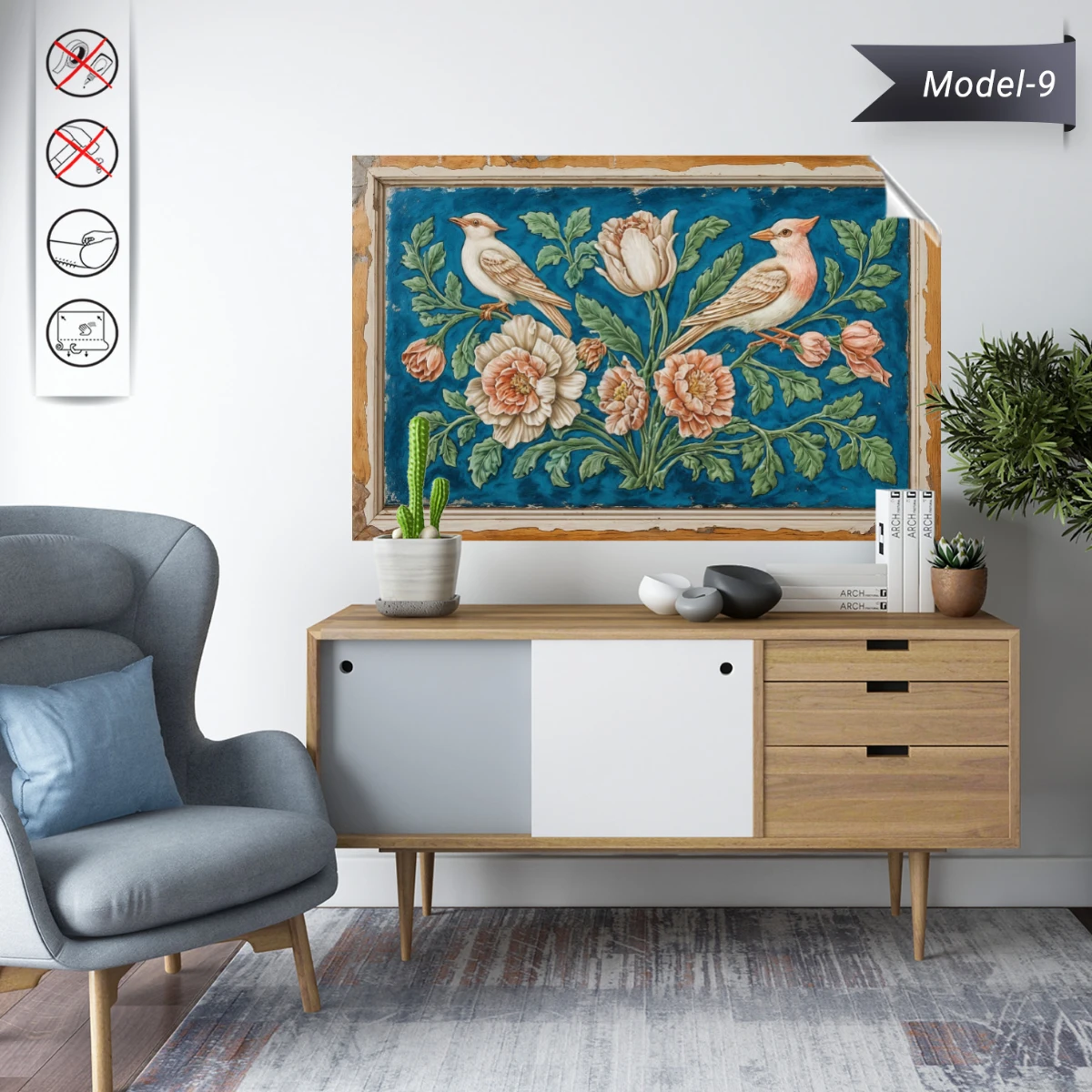 Statik Tutunma Özellikli Tablo - Poster Çini (Model- 9)