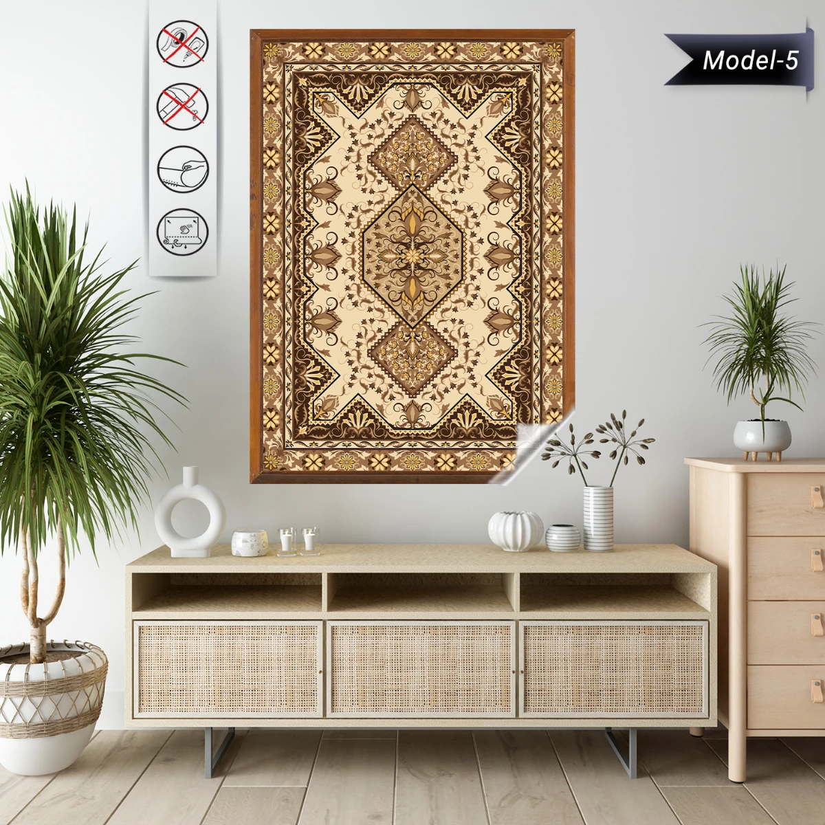 Statik Tutunma Özellikli Tablo - Poster Halı Desen (Model- 5)