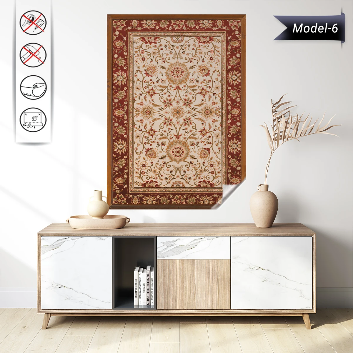 Statik Tutunma Özellikli Tablo - Poster Halı Desen (Model- 6)