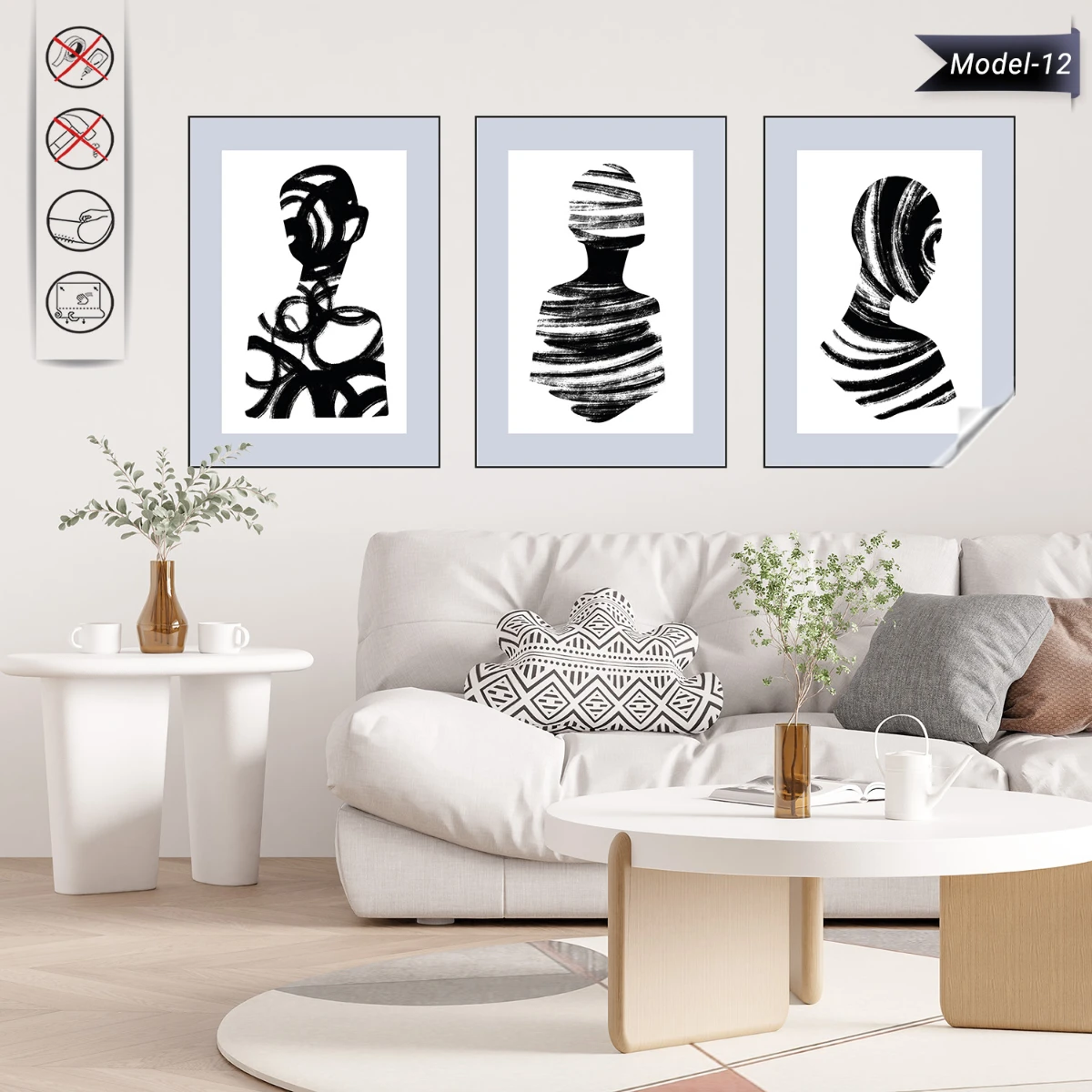 Statik Tutunma Özellikli Tablo - Poster Modern (Model- 12)