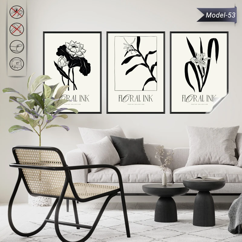 Statik Tutunma Özellikli Tablo - Poster Çiçek (Model- 53)