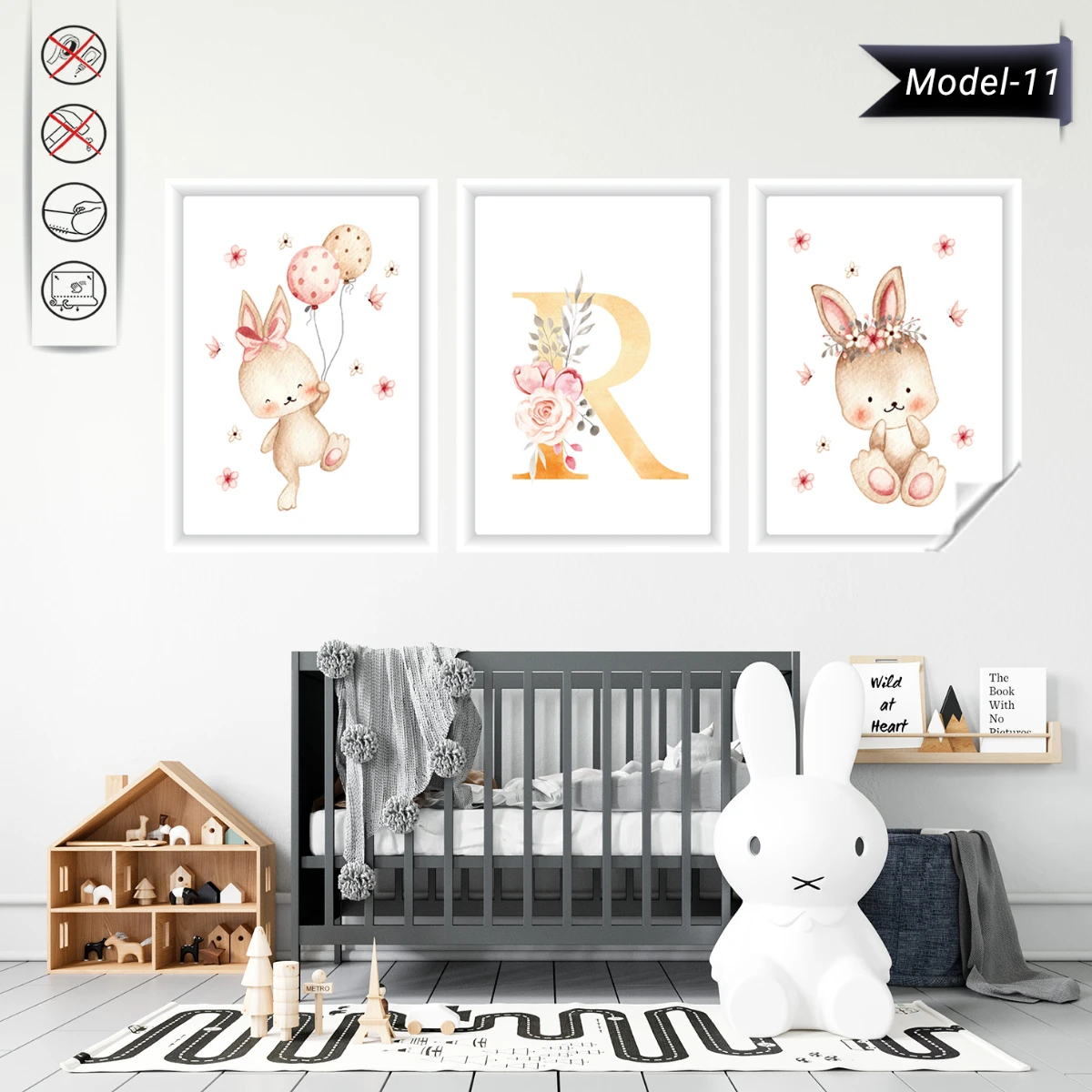 Statik Tutunma Özellikli Tablo - Poster Çocuk Odası (Model-11)