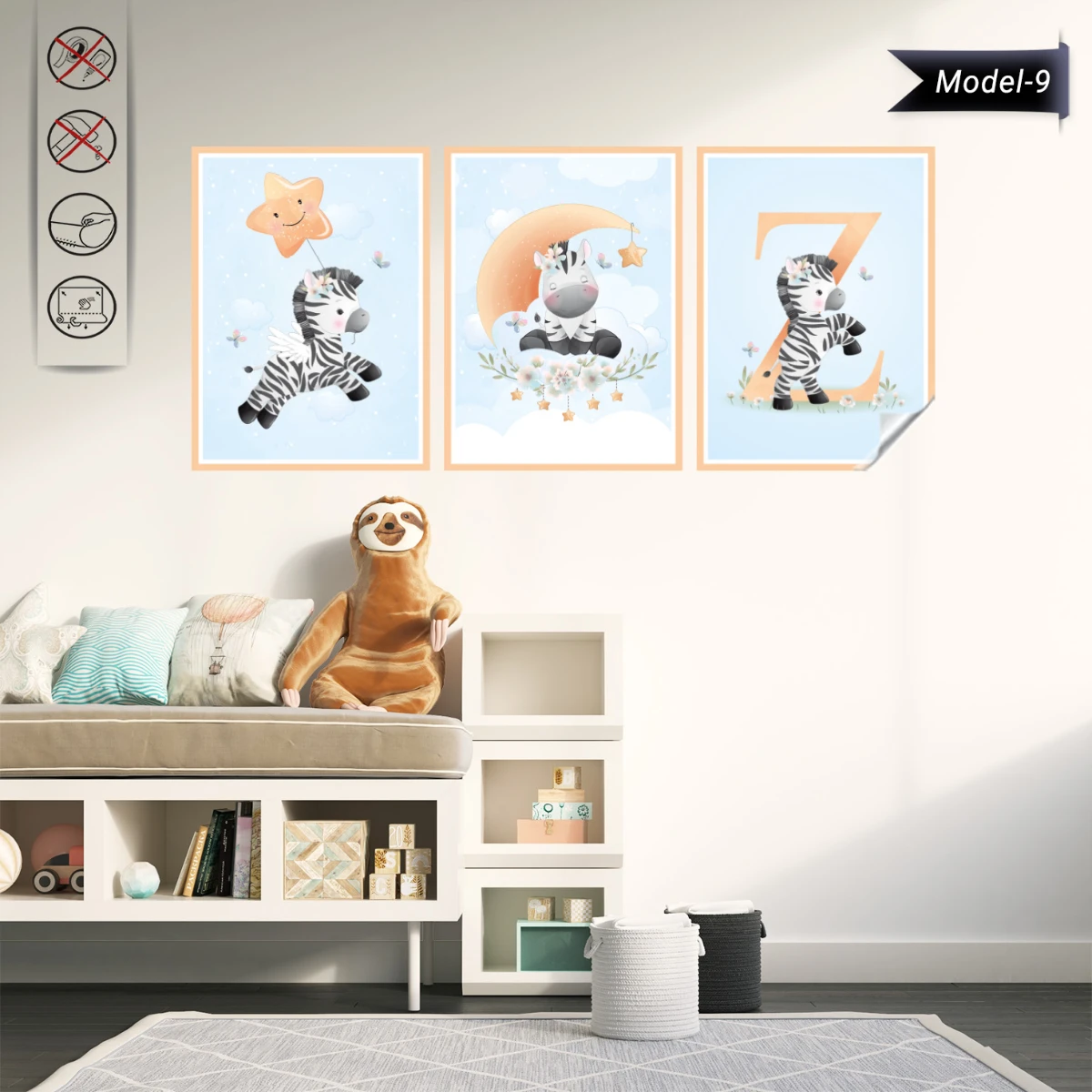 Statik Tutunma Özellikli Tablo - Poster Çocuk Odası (Model-9)