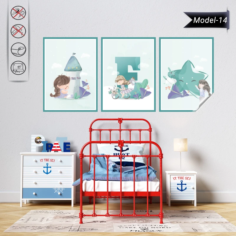 Statik Tutunma Özellikli Tablo - Poster Çocuk Odası (Model-14)