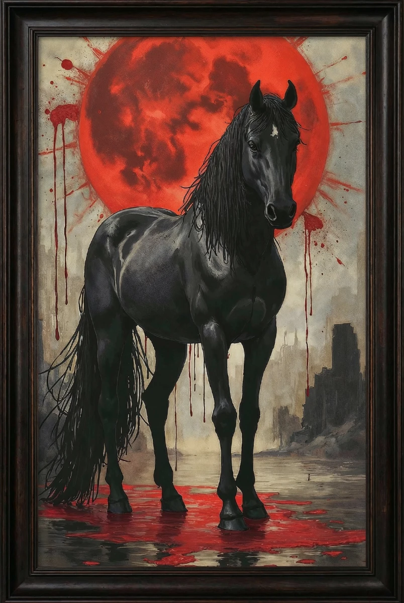 Statik Tutunma Özellikli Tablo - Poster At Hayvan (Model- 10) 