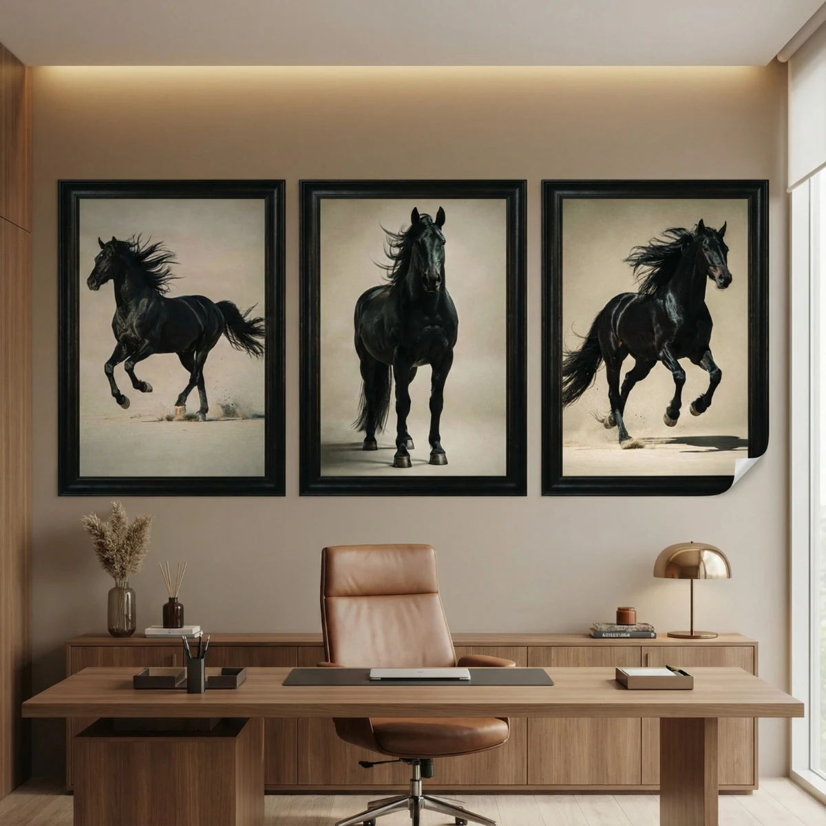 Statik Tutunma Özellikli Tablo - Poster At Hayvan (Model- 11)