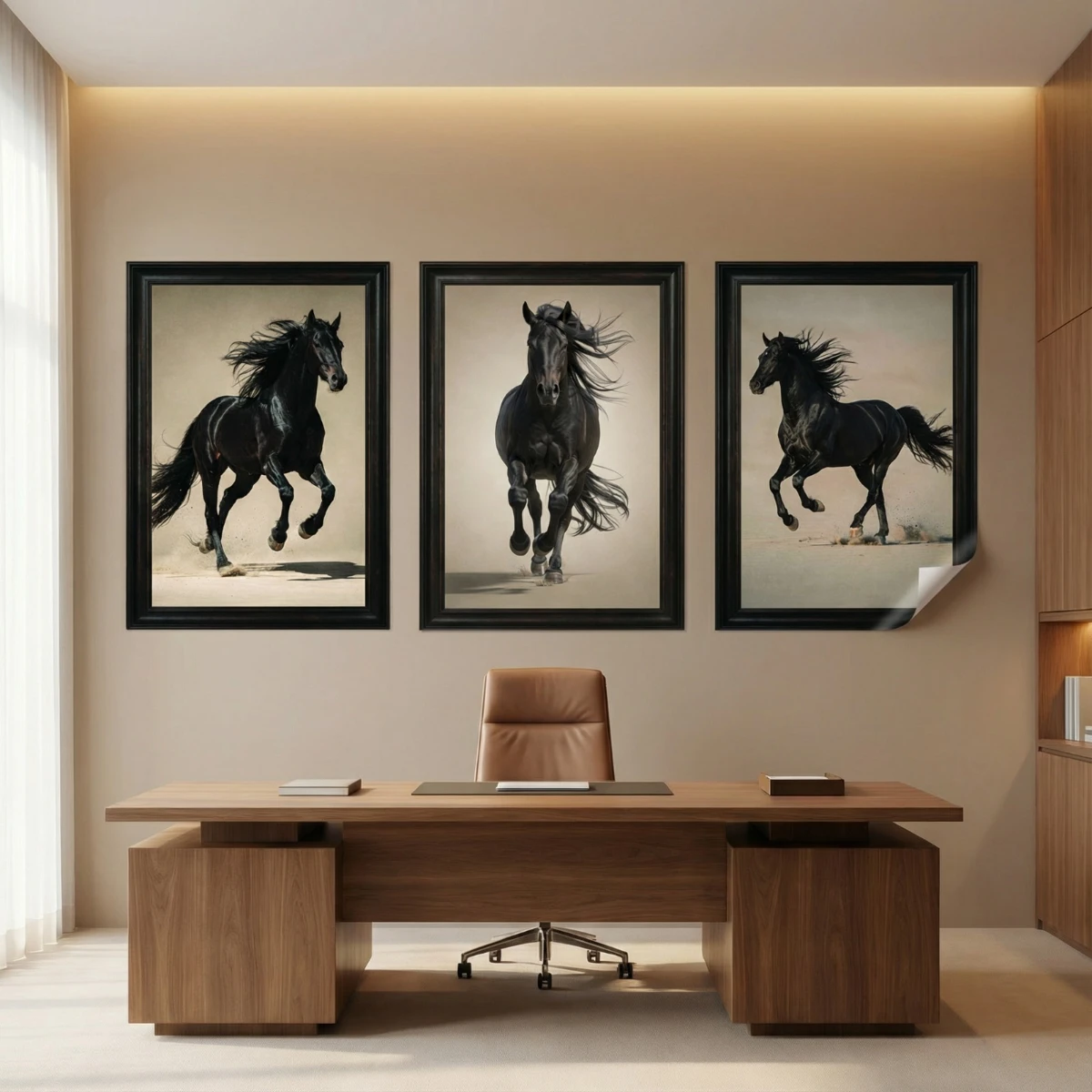 Statik Tutunma Özellikli Tablo - Poster At Hayvan (Model- 11)