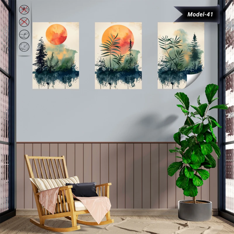 Statik Tutunma Özellikli Tablo - Poster Çiçek (Model- 41)