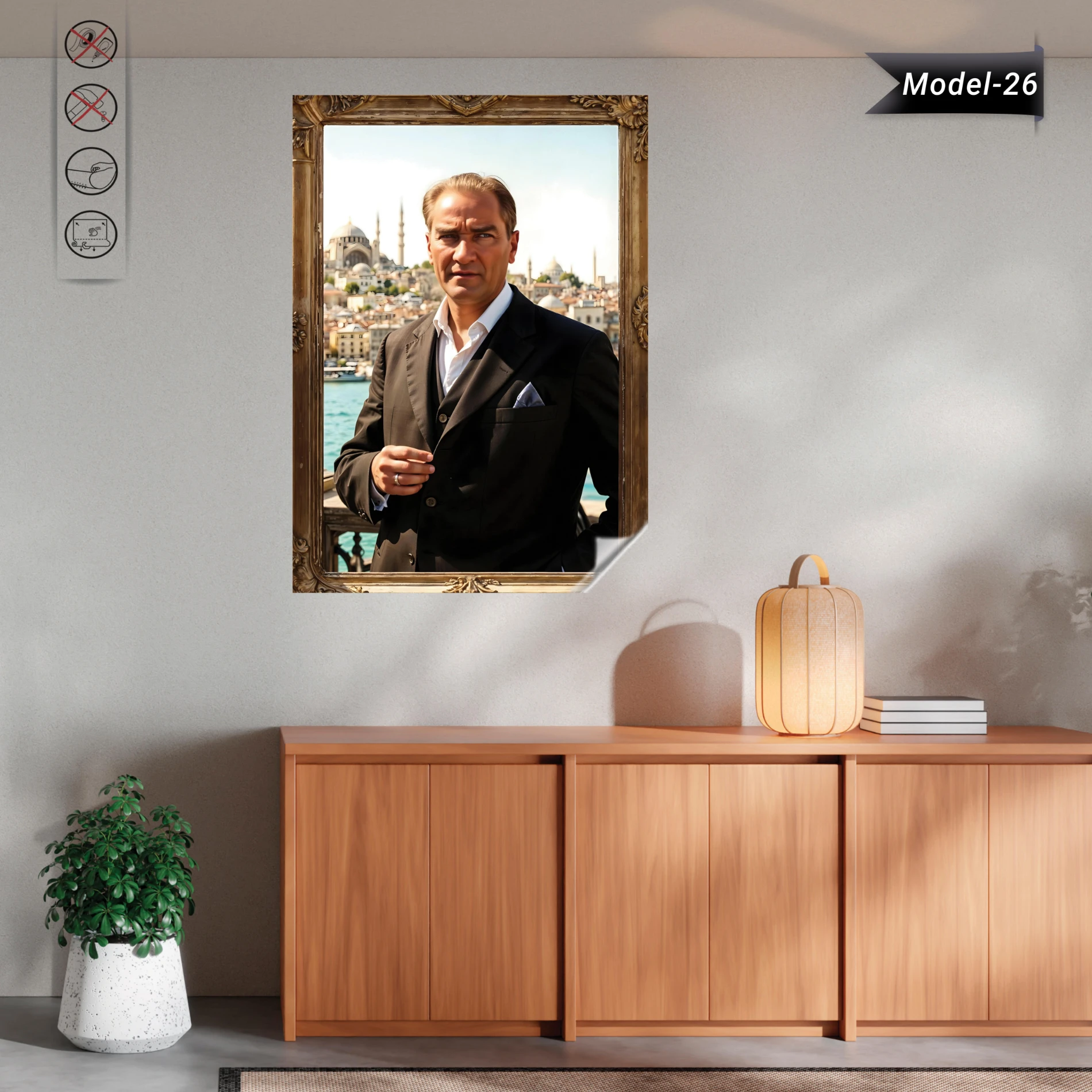 Statik Tutunma Özellikli Tablo - Poster Atatürk (Model- 26)