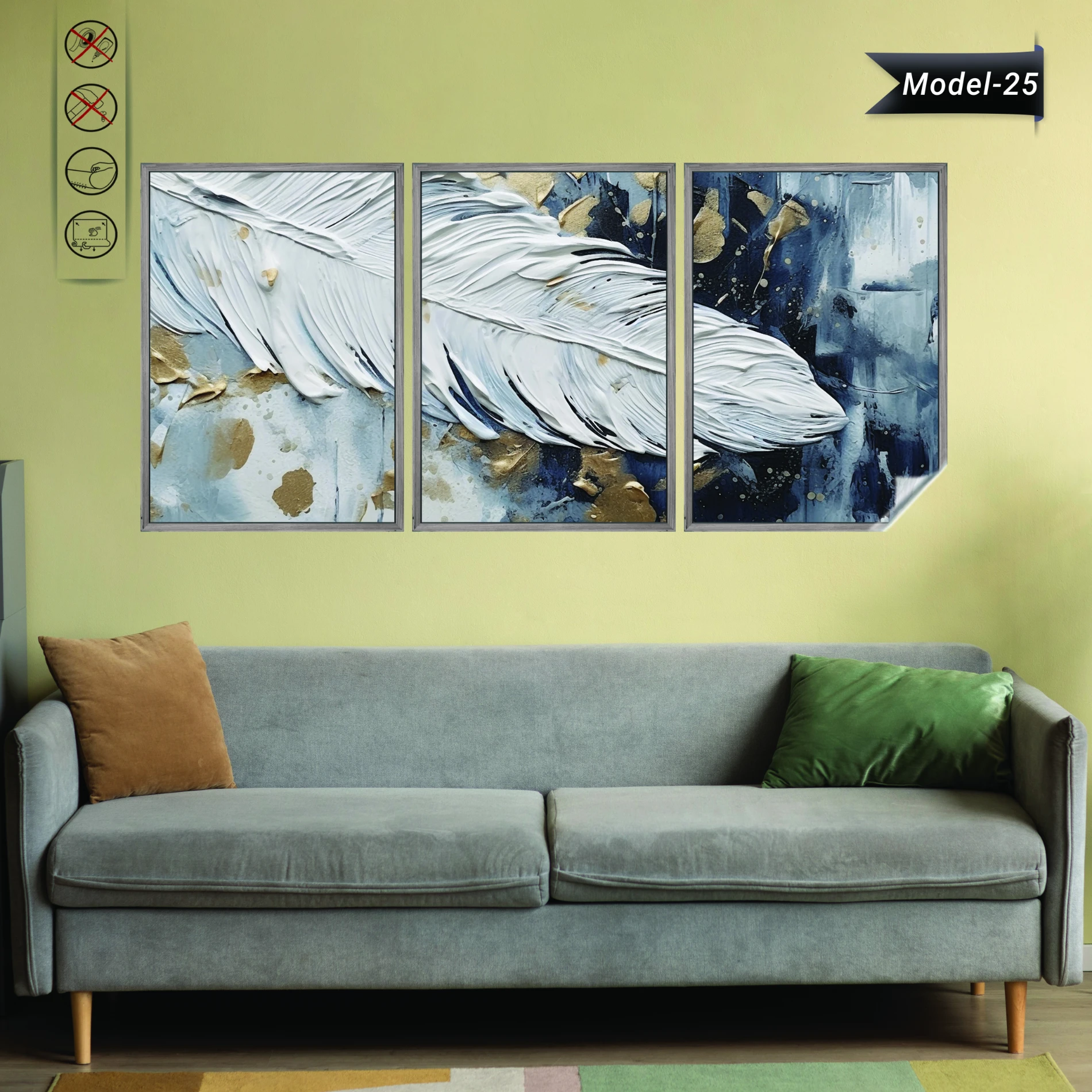 Statik Tutunma Özellikli Tablo - Poster Çiçek (Model- 25)