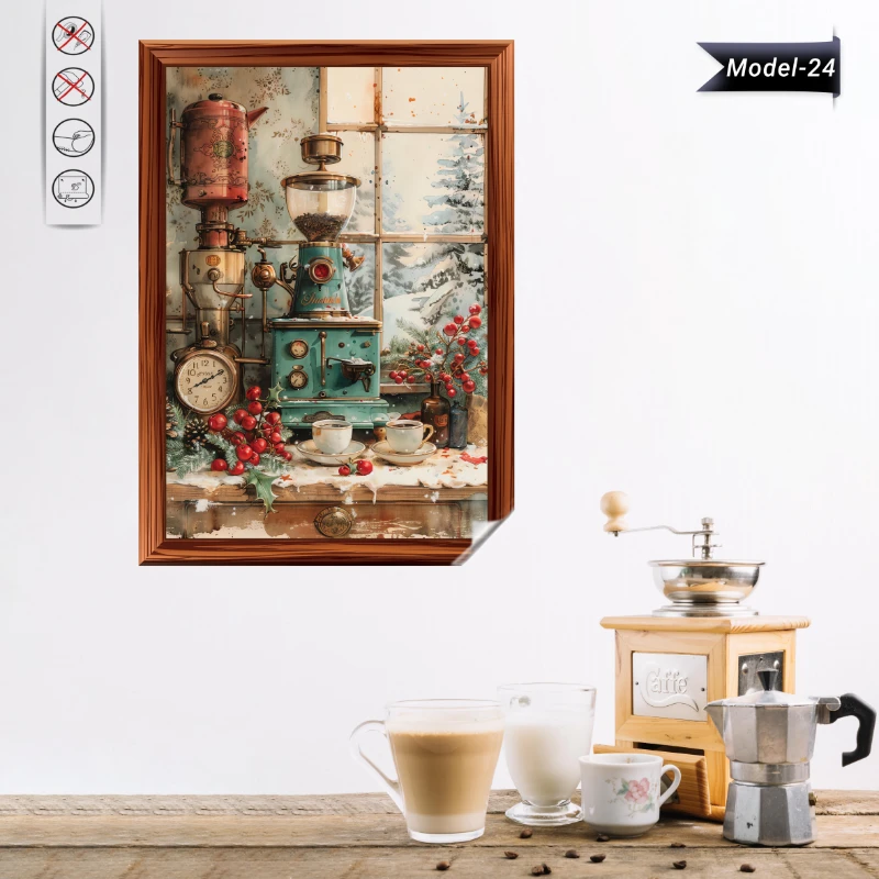 Statik Tutunma Özellikli Tablo - Poster Kahve Köşesi  Diğer (Model- 24)