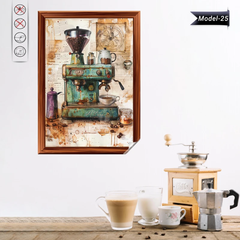 Statik Tutunma Özellikli Tablo - Poster Kahve Köşesi  Diğer (Model- 25)