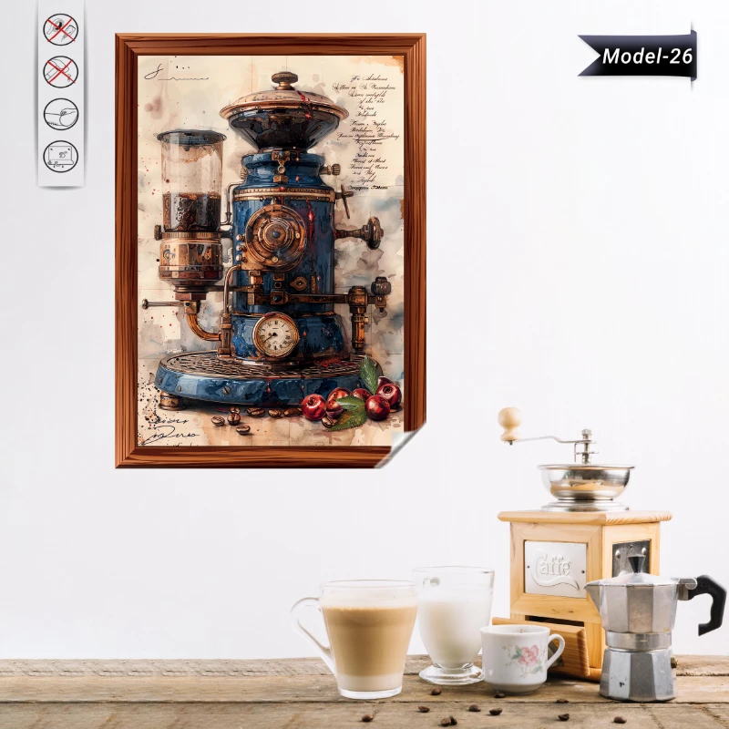 Statik Tutunma Özellikli Tablo - Poster  Kahve Köşesi Diğer (Model- 26)
