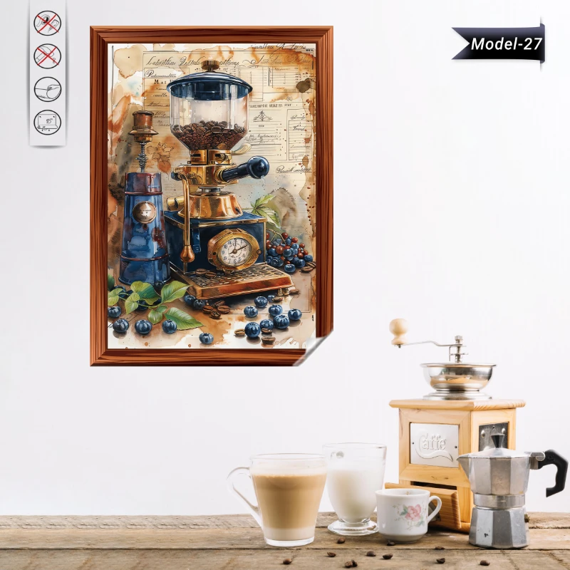 Statik Tutunma Özellikli Tablo - Poster  Kahve Köşesi Diğer (Model- 27)