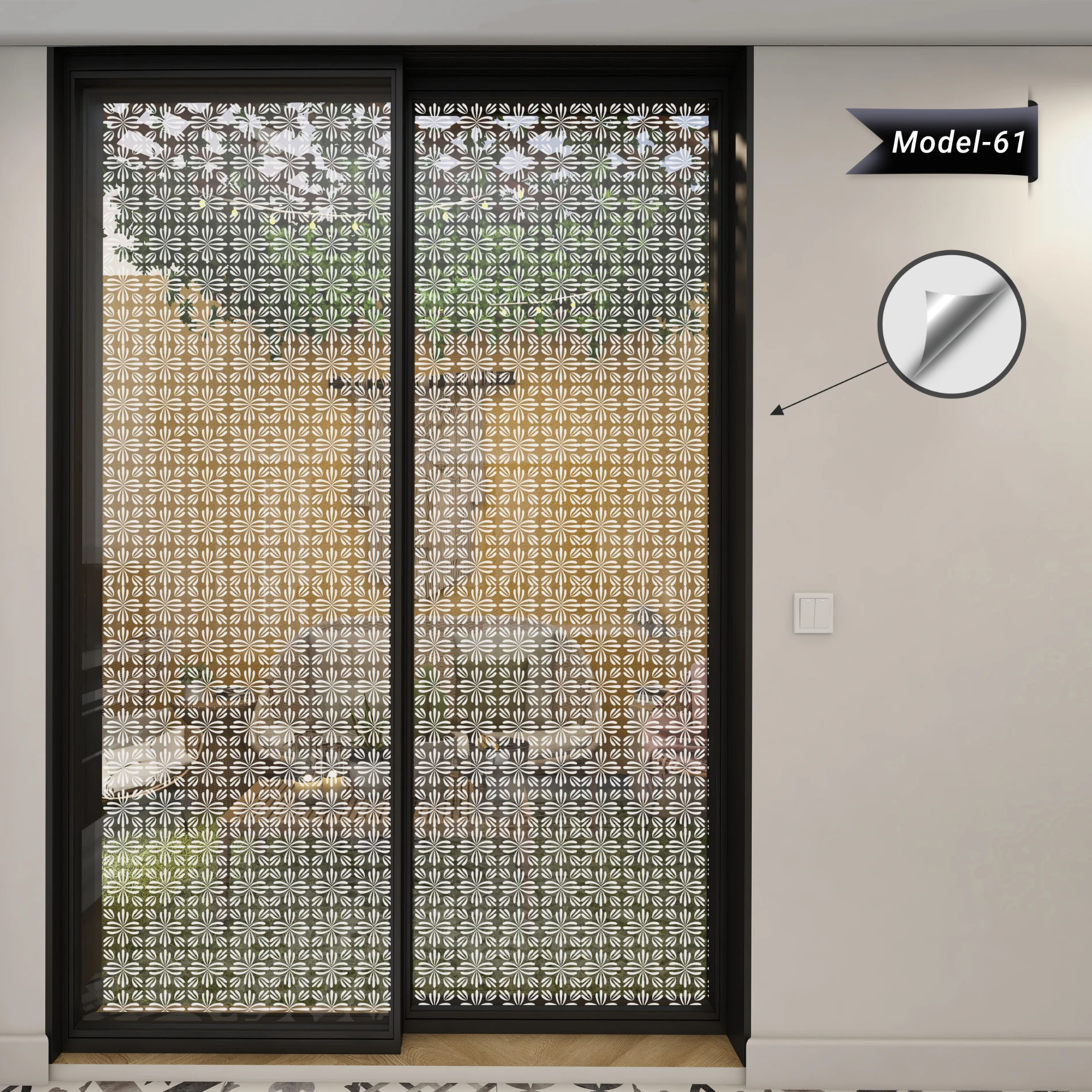 Statik Tutunma Özellikli Dantel Desen Cam Kaplama  (Model -61)