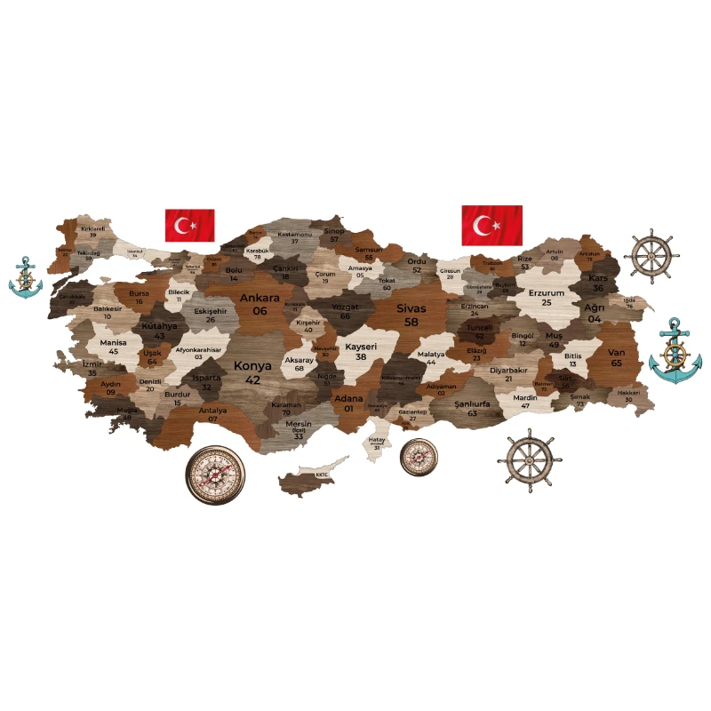 Ev Dekorasyon Türkiye Haritası Sticker (Model-51)