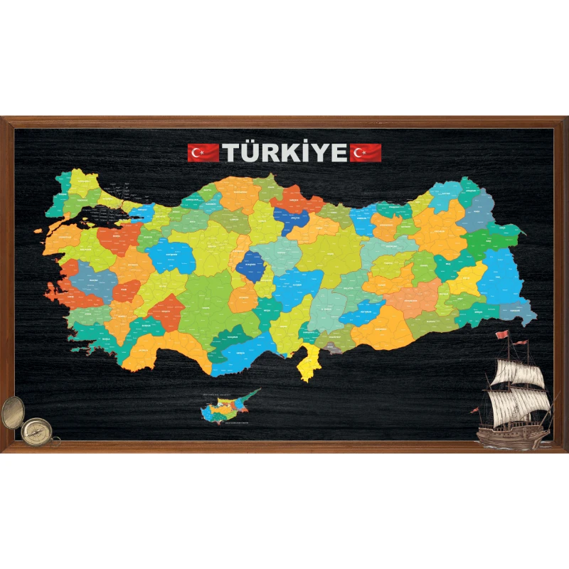 Türkiye İl-İlçe Dekoratif Harita