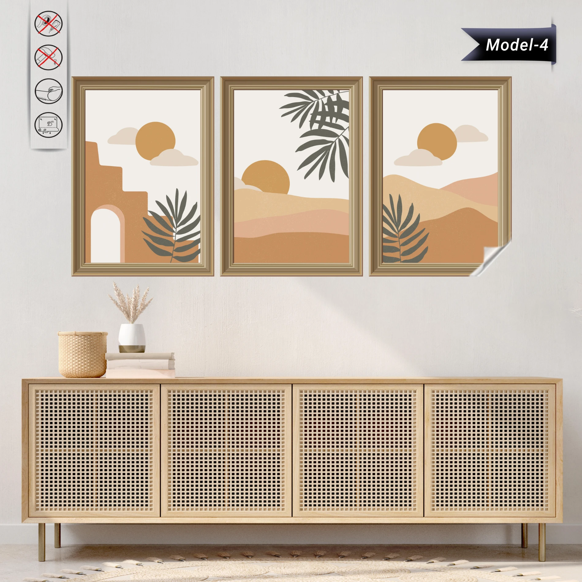Statik Tutunma Özellikli Tablo - Poster Modern (Model- 4)