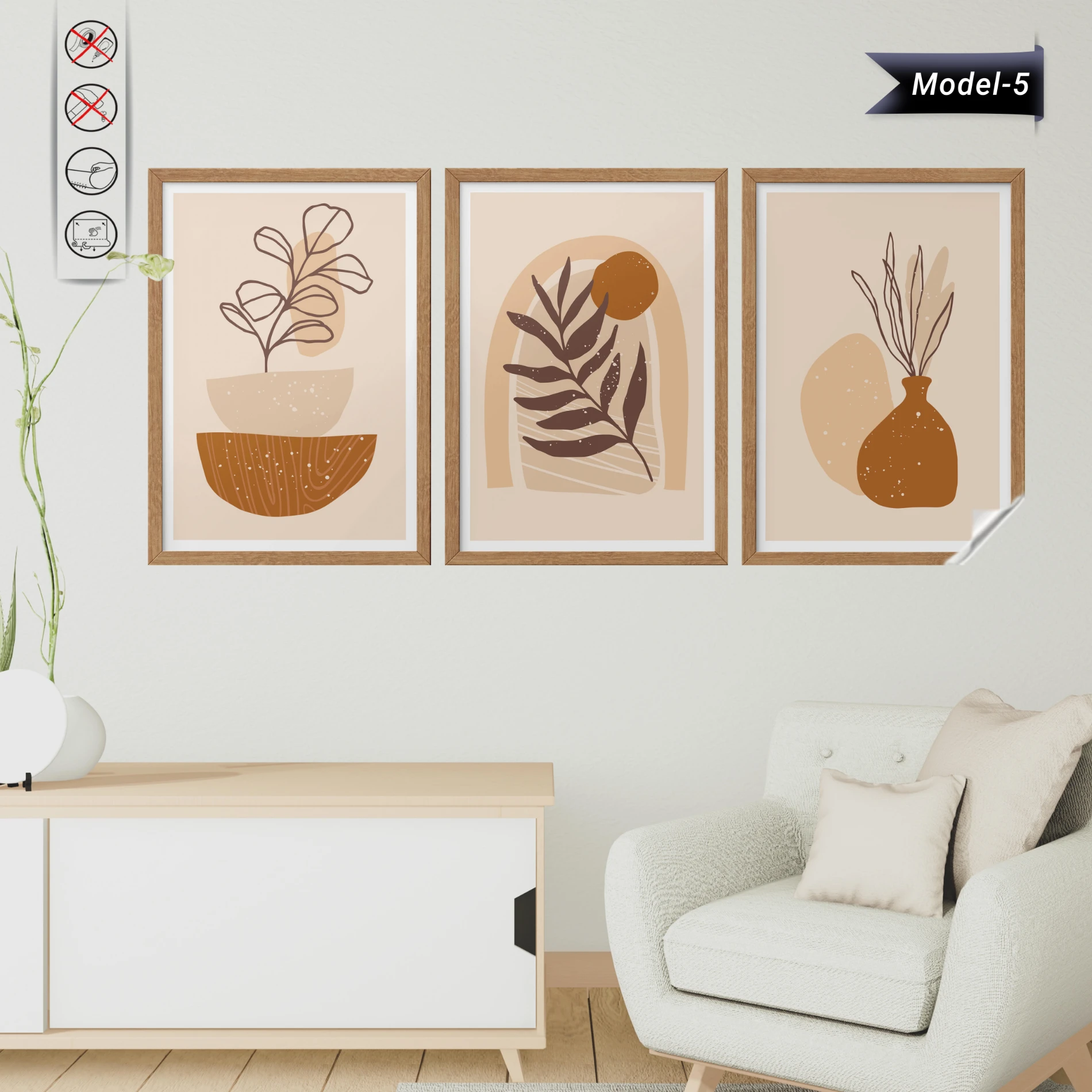 Statik Tutunma Özellikli Tablo - Poster Modern (Model- 5)