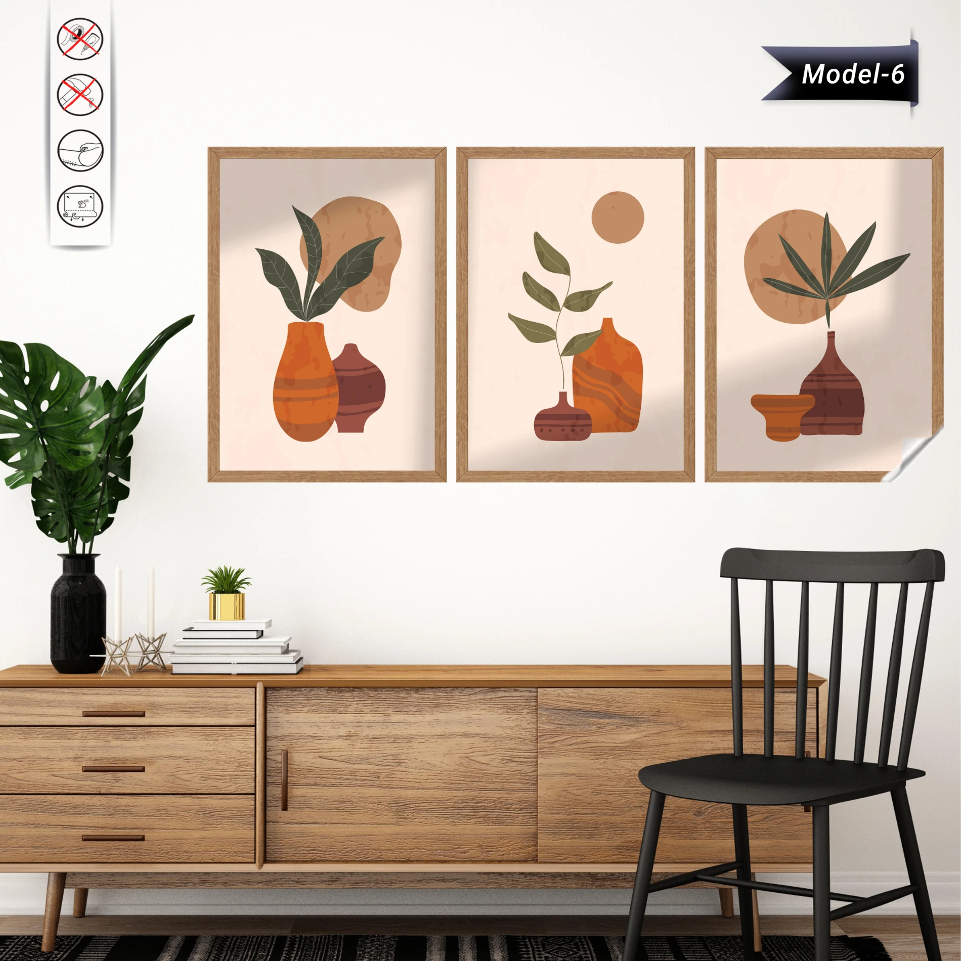 Statik Tutunma Özellikli Tablo - Poster Modern (Model- 6)
