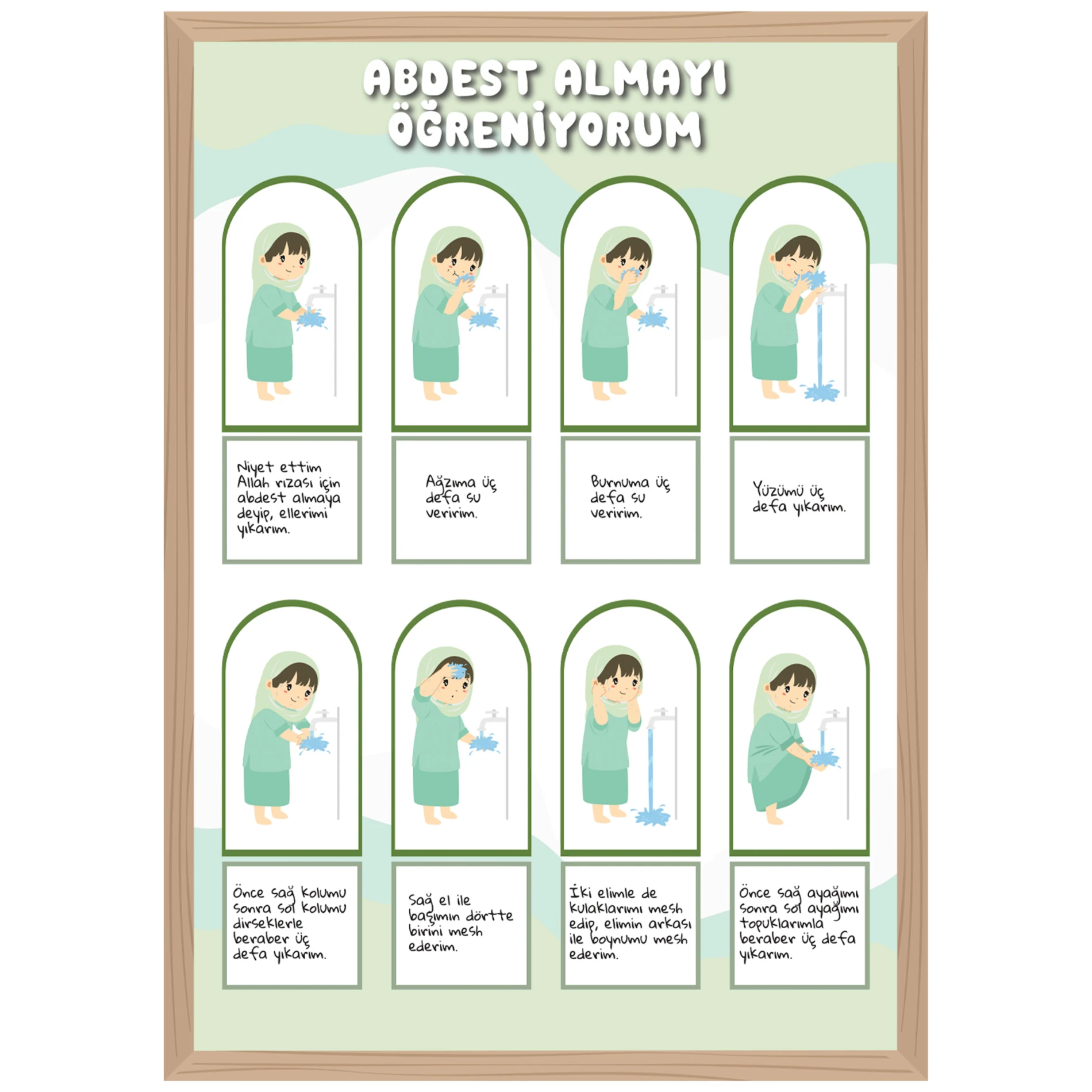 Statik Tutunma Özellikli Tablo - Poster  Abdest Almayı Öğreniyorum Diğer (Model -2 ) 