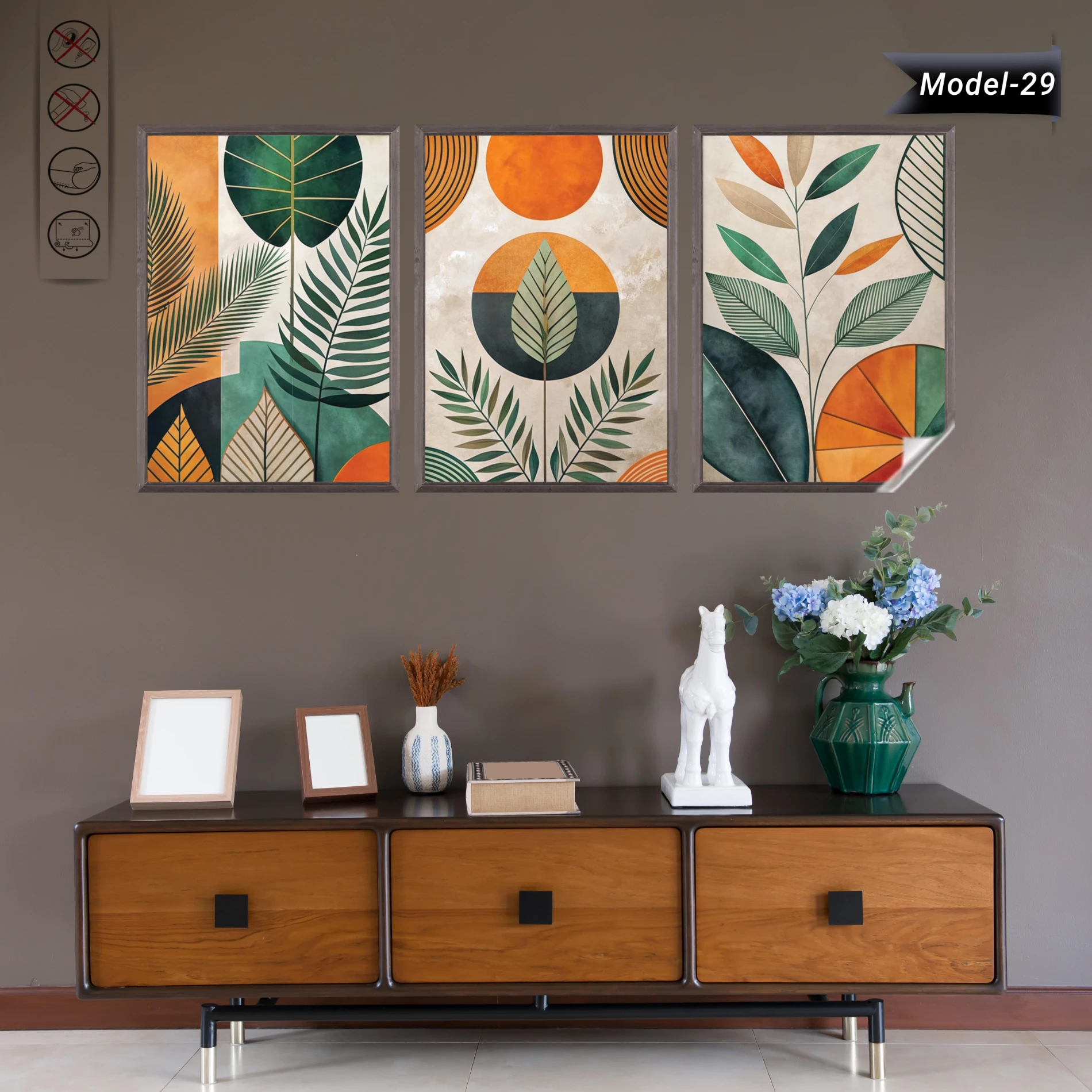 Statik Tutunma Özellikli Tablo - Poster Çiçek (Model- 29)