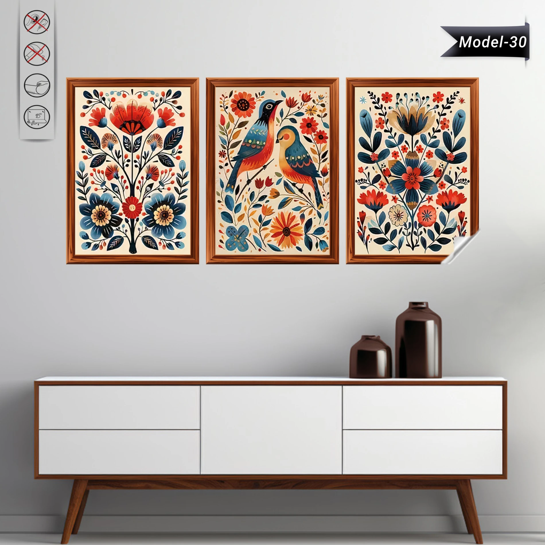 Statik Tutunma Özellikli Tablo - Poster Çiçek (Model- 30)