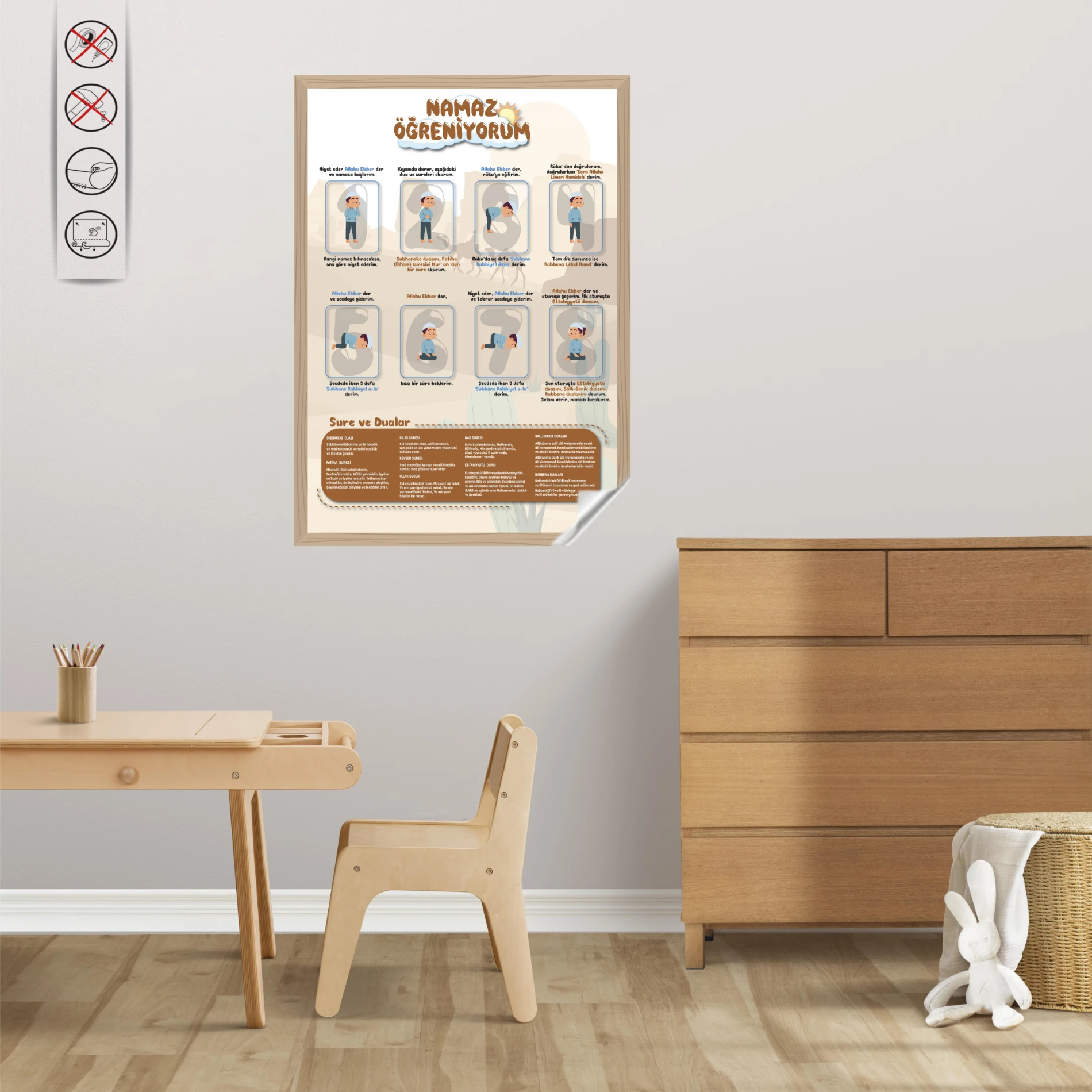 Statik Tutunma Özellikli Tablo - Poster  Namaz Öğreniyorum