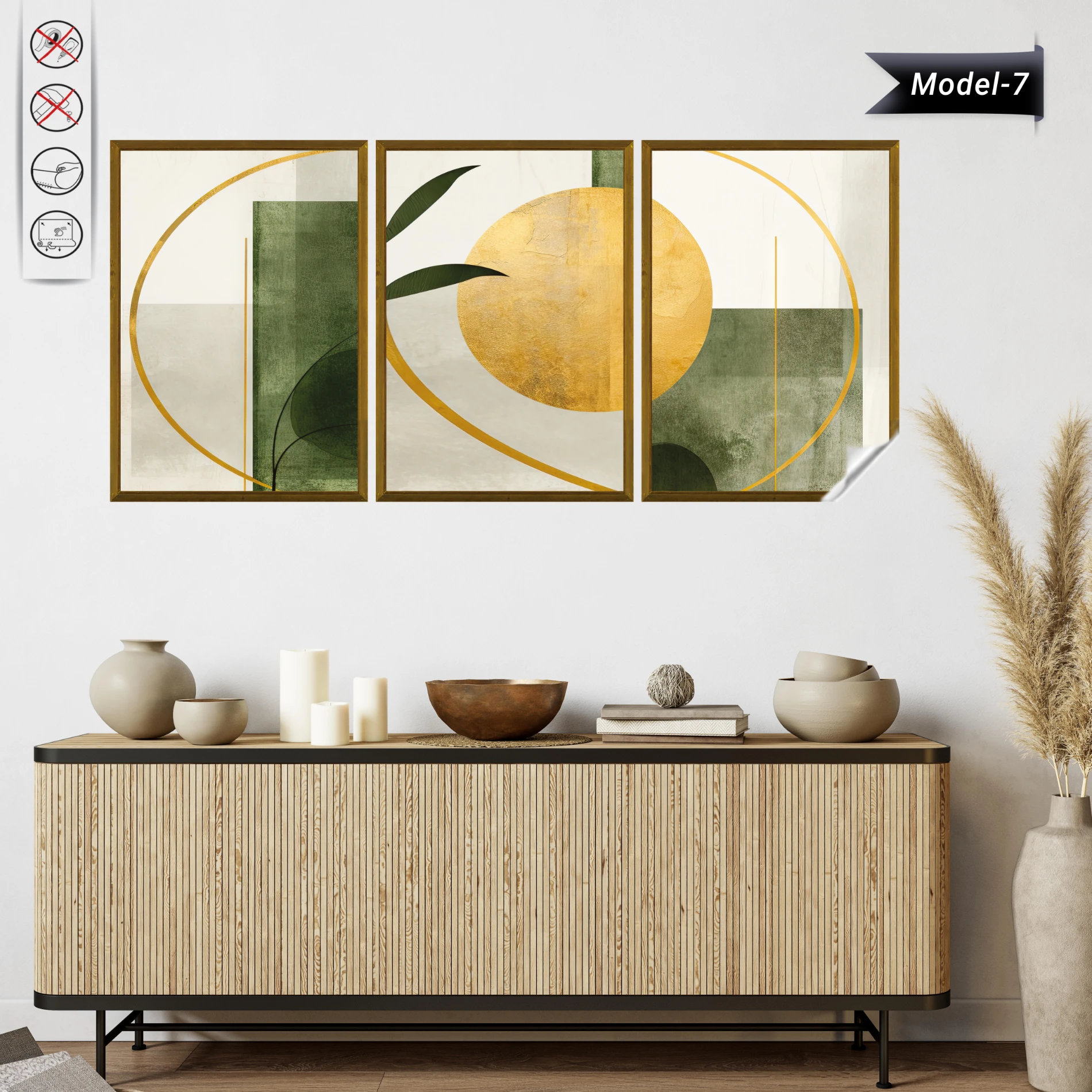 Statik Tutunma Özellikli Tablo - Poster Modern (Model- 7)