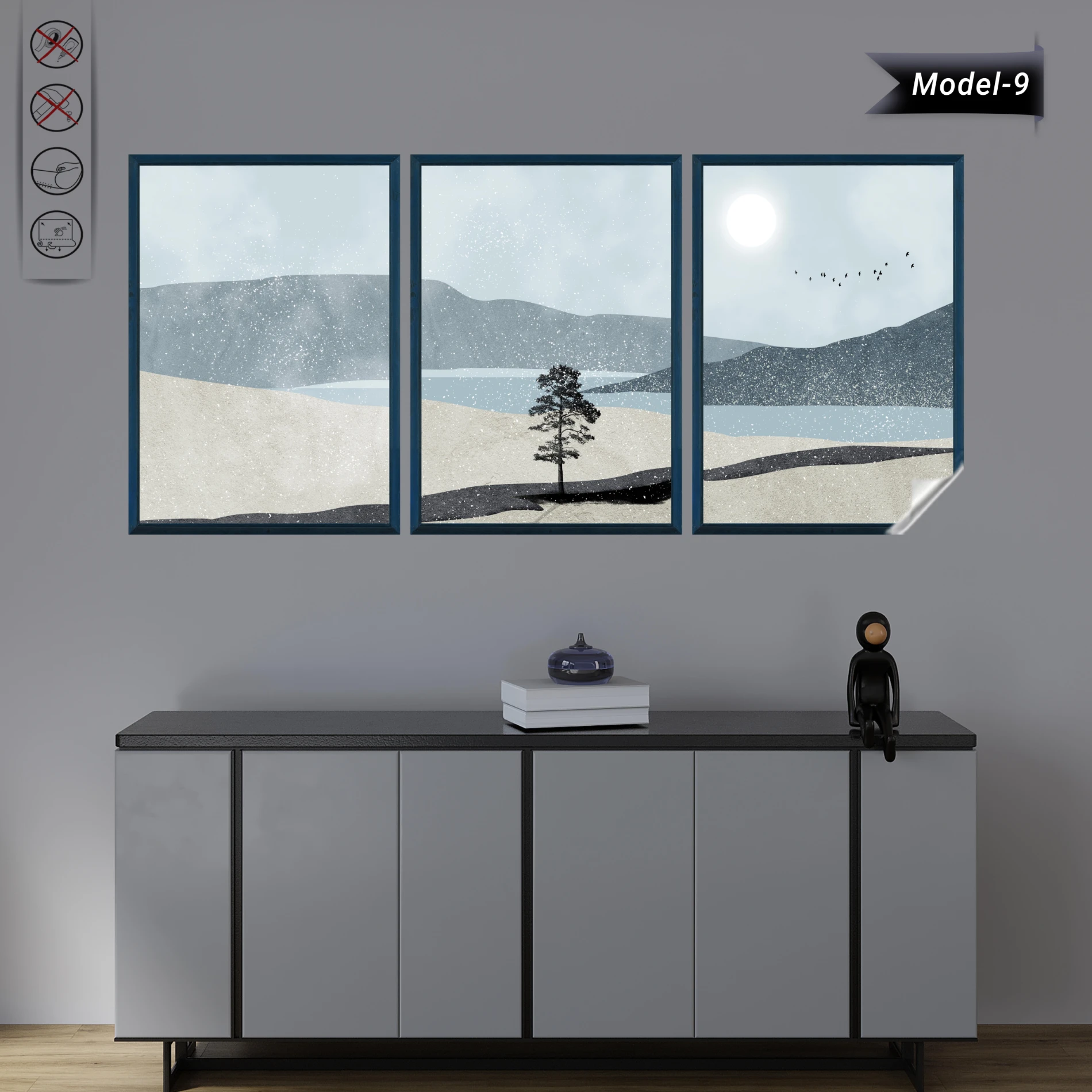 Statik Tutunma Özellikli Tablo - Poster Modern (Model- 9)