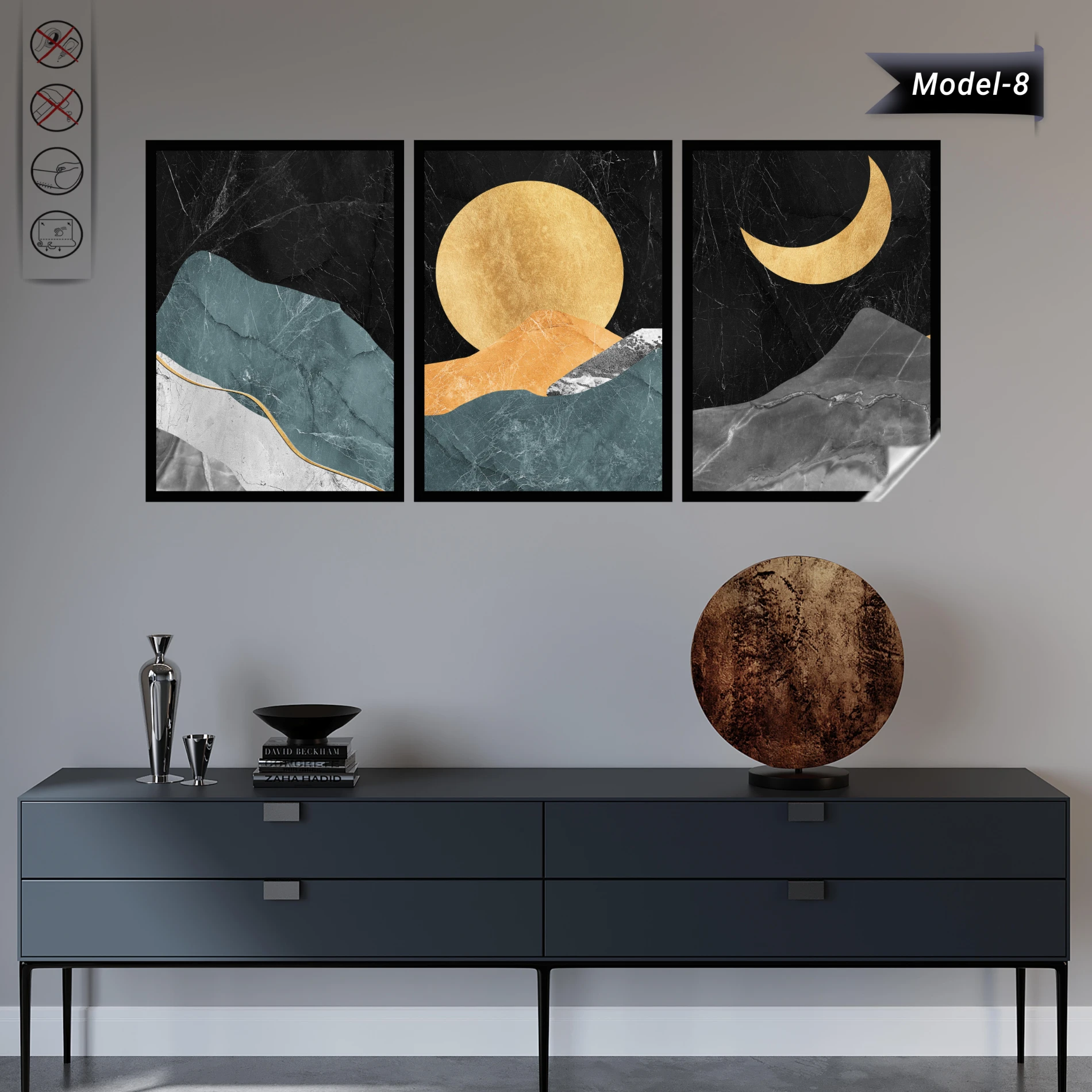 Statik Tutunma Özellikli Tablo - Poster Modern (Model- 8)