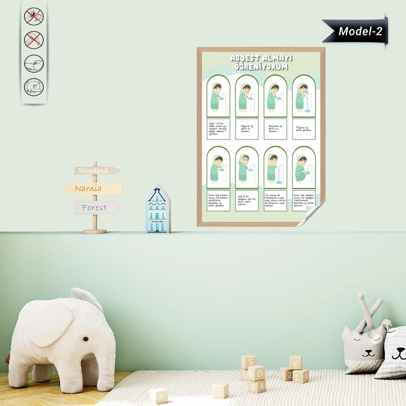 Statik Tutunma Özellikli Tablo - Poster  Abdest Almayı Öğreniyorum Diğer (Model -2 )