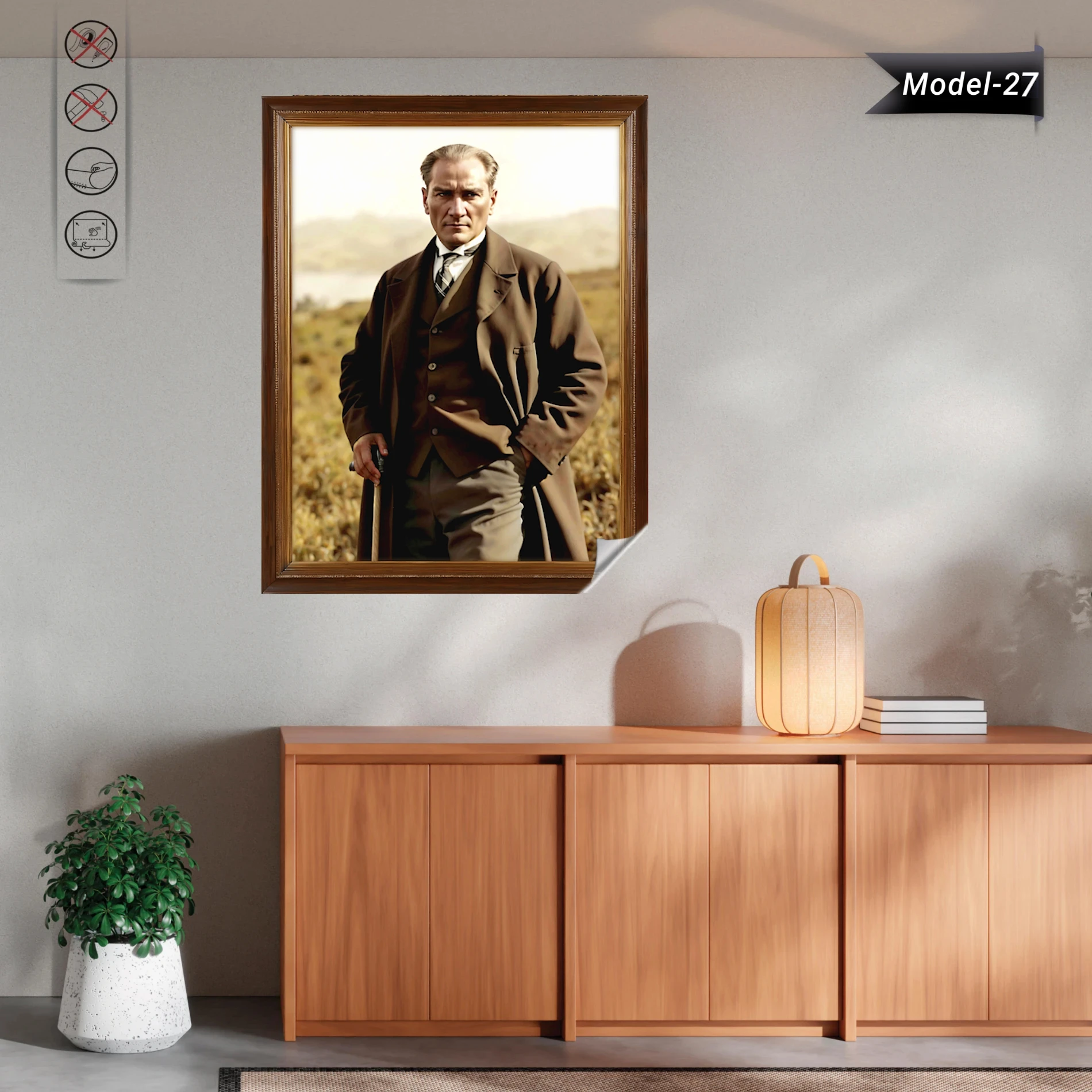 Statik Tutunma Özellikli Tablo - Poster Atatürk (Model- 27)
