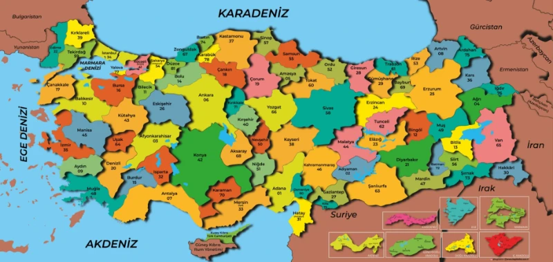 Renkli Türkiye Haritası
