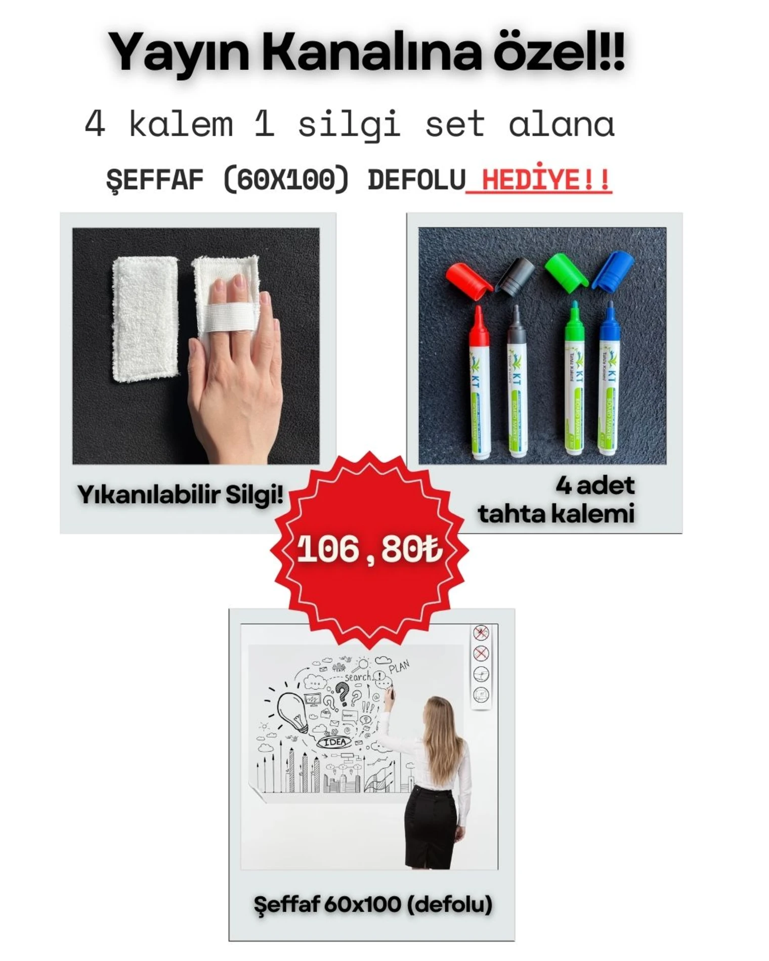 Yayın Kanalına Özel 4 Kalem 1 Silgili Set 