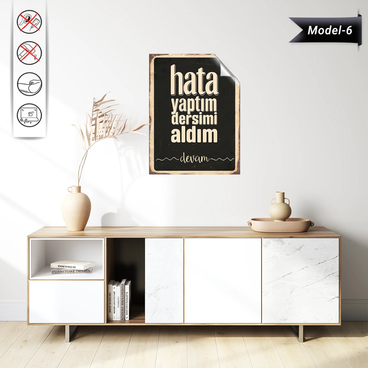 Statik Tutunma Özellikli Tablo - Poster Mizah (Model -6)