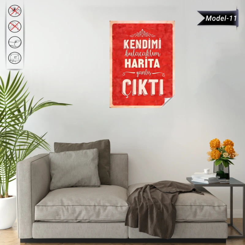 Statik Tutunma Özellikli Tablo - Poster Mizah (Model -11)