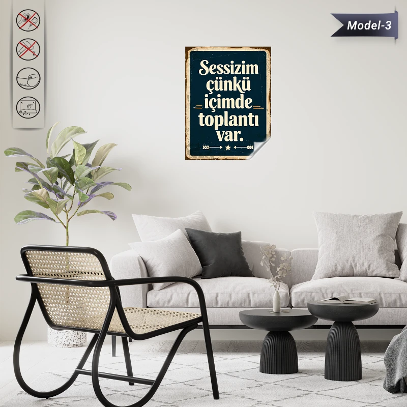 Statik Tutunma Özellikli Tablo - Poster Mizah (Model -3)