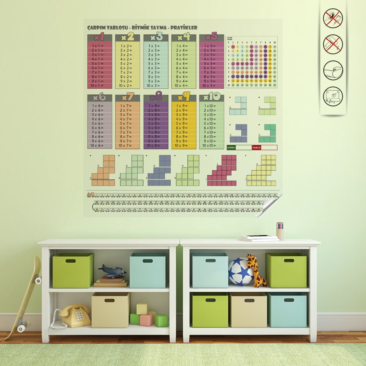 Yayın Kanalına Özel Renkli Çarpım Tablosu (100x100)