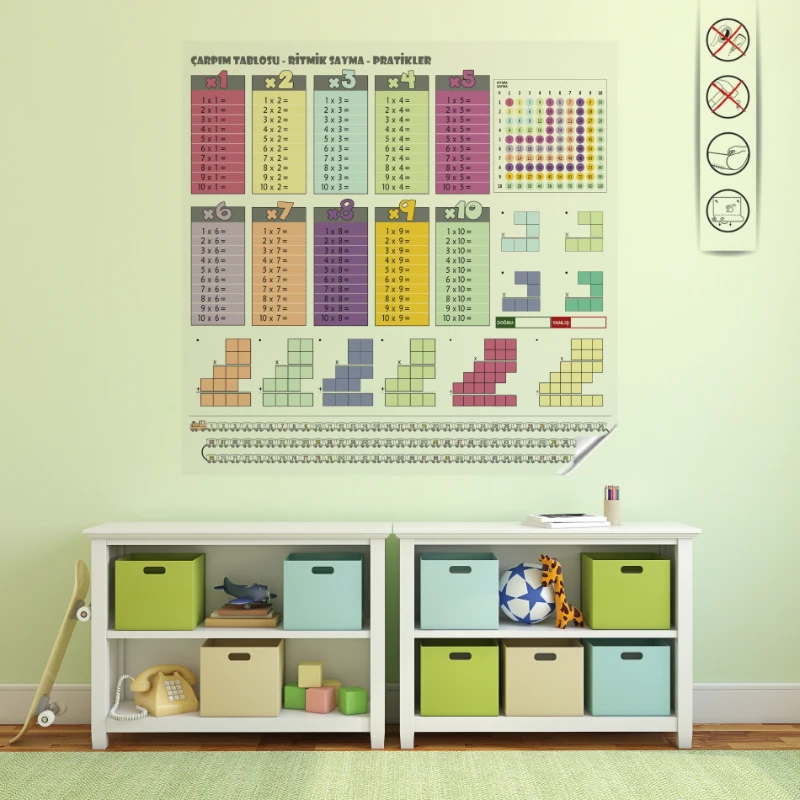 Yayın Kanalına Özel Renkli Çarpım Tablosu (100x100)