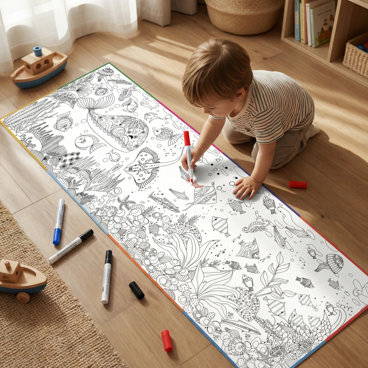 Yapışkanlı Boyama Kağıdı Denizaltı Dünyası