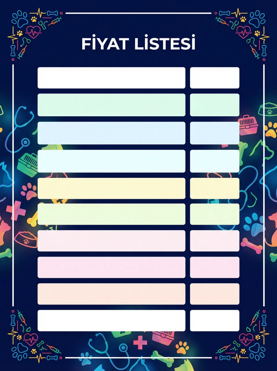 Yapışkanlı Veteriner Fiyat Listesi  (Model- 15) 