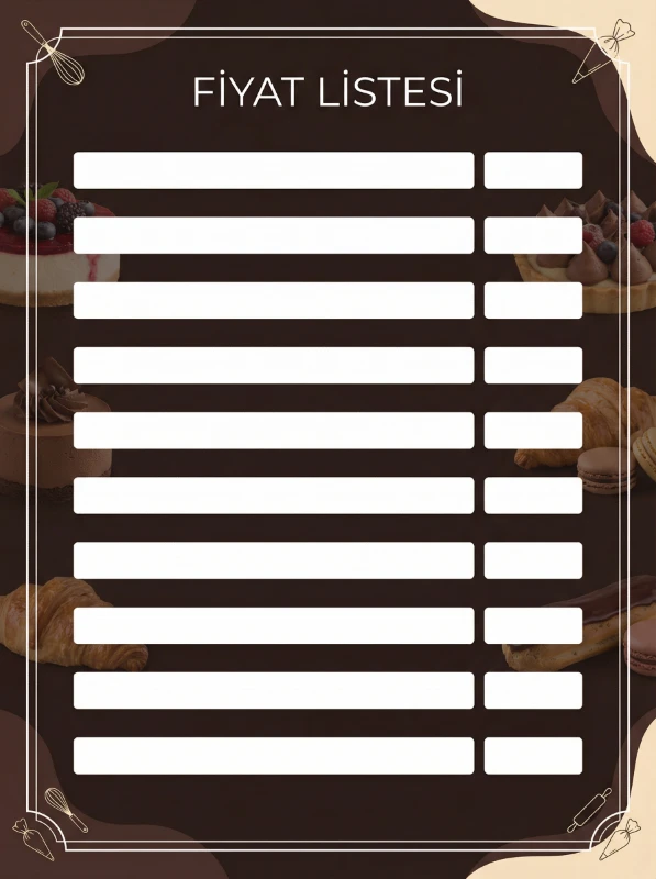 Yapışkanlı Pastane Fiyat Listesi  (Model- 20)