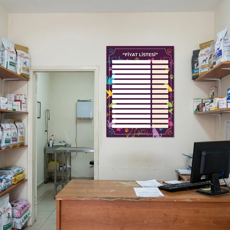 Yapışkanlı Veteriner Fiyat Listesi  (Model- 17)